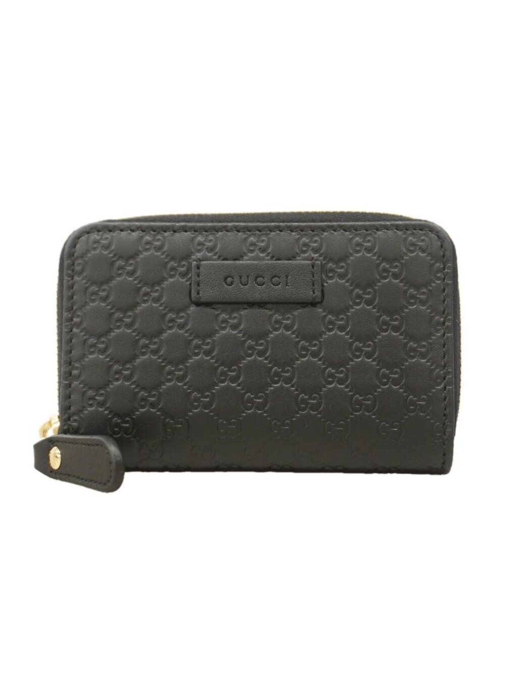 Gucci Coin Purse Guccissima Leather Black Champagne Gold